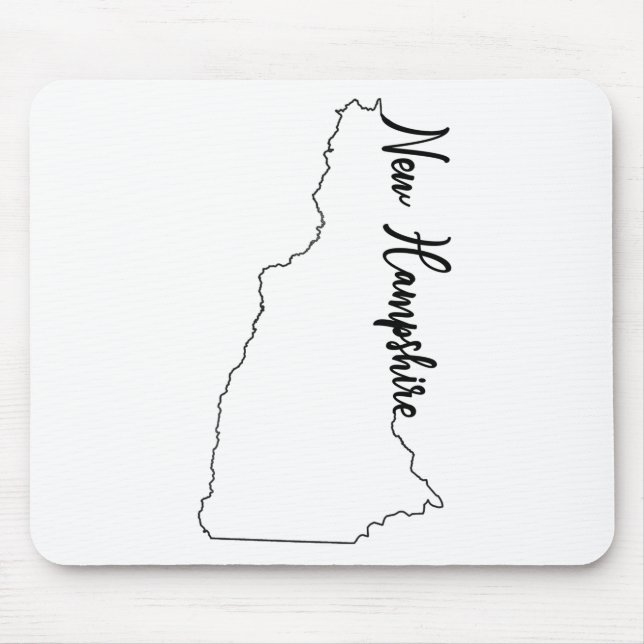 Mousepad Esboço do estado de New Hampshire com roteiro NH (Frente)