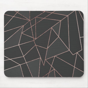 Mousepad Esboço geométrico Dourado cor-de-rosa do chique no