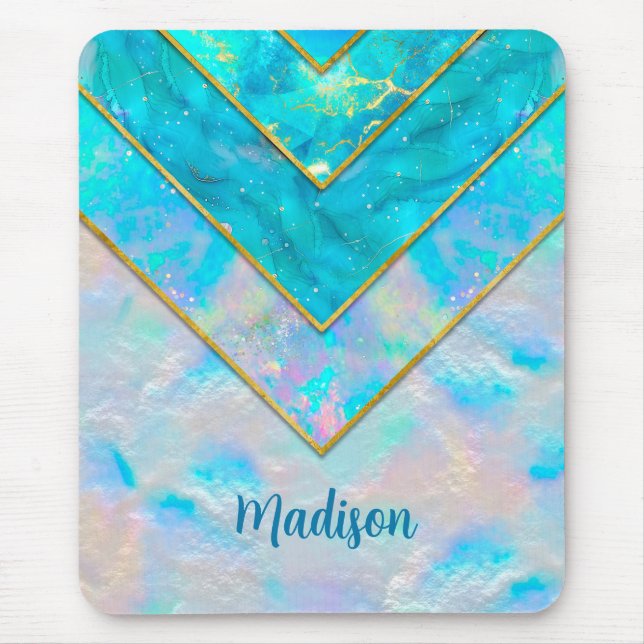 Mousepad Esboço holográfico de na moda azul-cinzento (Frente)