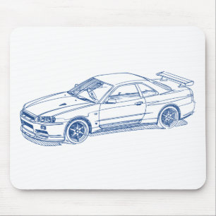 Mousepad Esboço R34 2000 GTR da skyline do Nis