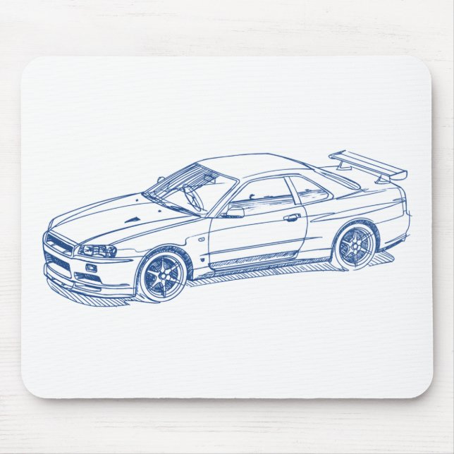 Mousepad Esboço R34 2000 GTR da skyline do Nis (Frente)