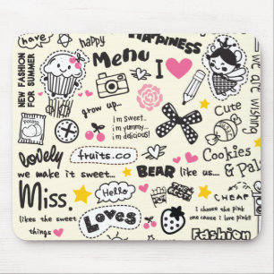 Mousepad Esboços femininos doces açucarados dos desenhos