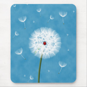 Mousepad Escada branca sentada em cima de um dente-de-leão