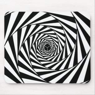 Mousepad Escadaria em Espiral de Redemoinho Preto e Branco