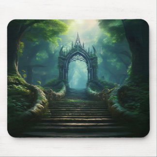 Mousepad Escadas à Porta Antiga na Floresta Encantada