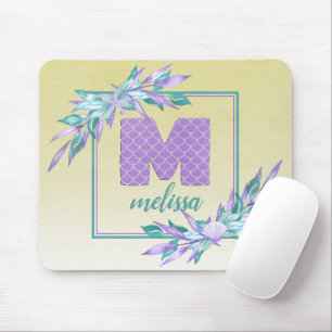 Mousepad Escala Aquarela Ómbre Roxo Monograma da Sereia