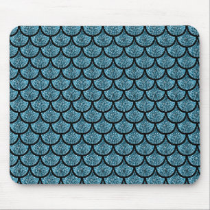 Mousepad Escala de sereia azul com efeito de brilho