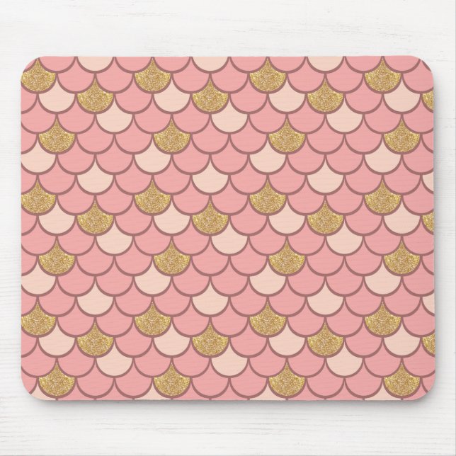 Mousepad Escala de sereia de ouro rosa com efeito de brilho (Frente)