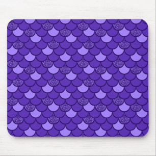 Mousepad Escala de sereia roxa com efeito de brilho