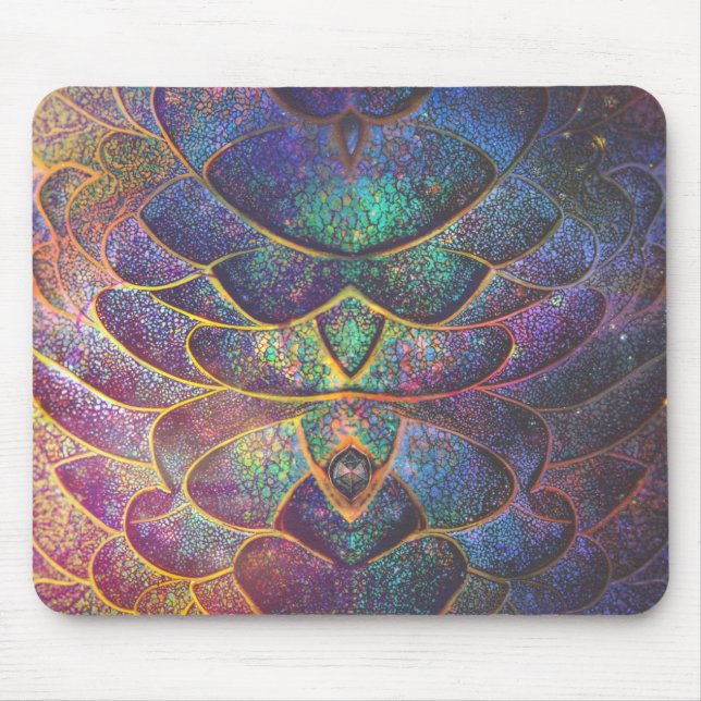 Mousepad Escalas de Dragão Abstratas Caprichosas Arte Fract (Frente)