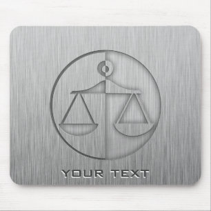Mousepad Escalas de Justiça com aparência metálica escovada