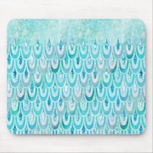 Mousepad Escalas De Peixes De Sereia Cinzenta De Teal Azul