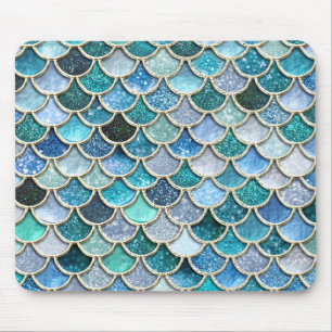 Mousepad Escalas de prata da sereia do brilho da faísca