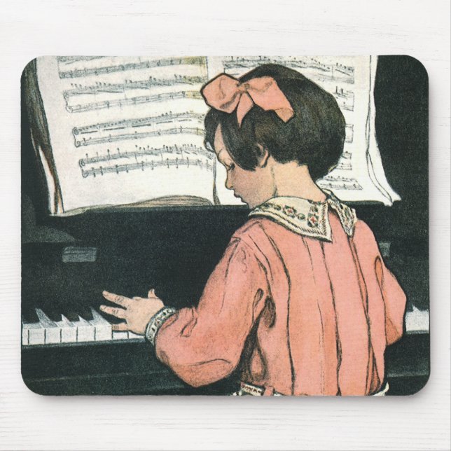 Mousepad Escalas por Jessie Willcox Smith, Piano Music Girl (Frente)