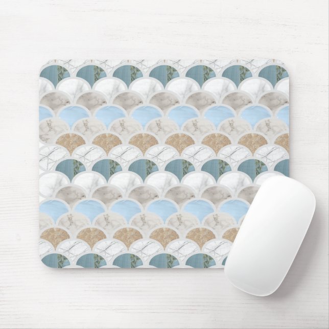 Mousepad escamas de sereia pastel branco azul do aqua (Com mouse)