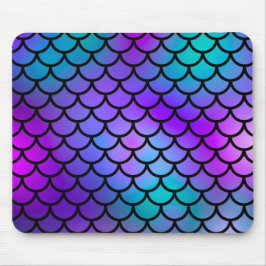 Mousepad Escamas de sereia roxas azul esverdeado Rosa Peixe
