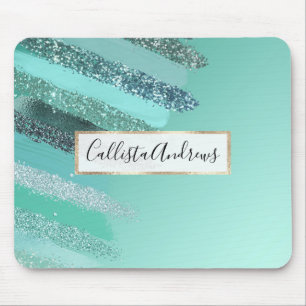 Mousepad Escaravanas pintadas com brilho azul-aquamarino