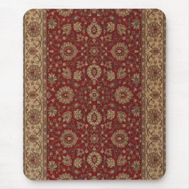 Mousepad Escarlate persa vermelho da tapeçaria do arabesque (Frente)