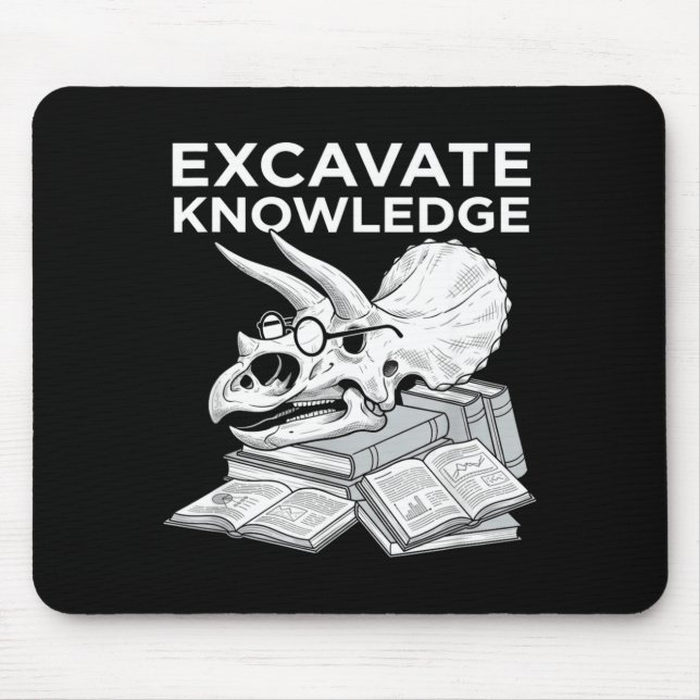Mousepad Escavar conhecimento crânio fóssil de triceratops  (Frente)