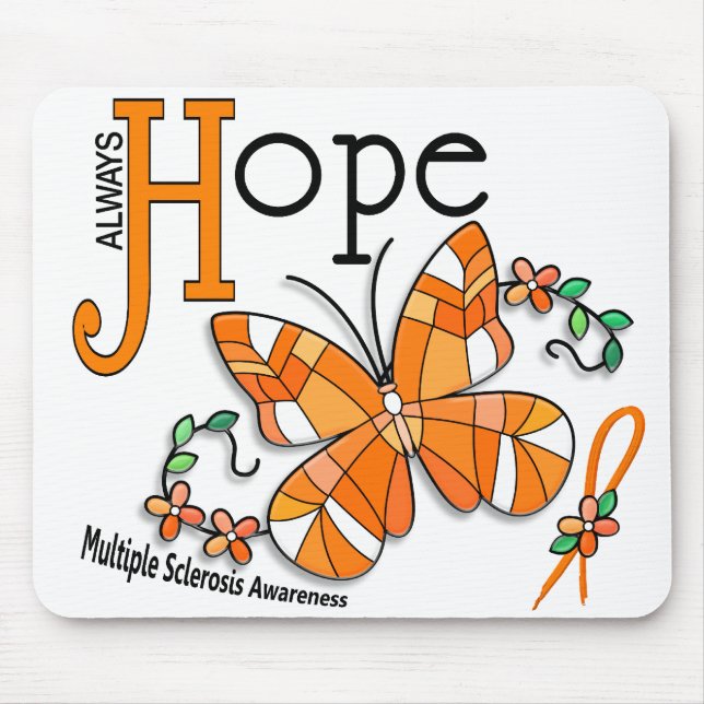 Mousepad Esclerose múltipla da borboleta do vitral (Frente)