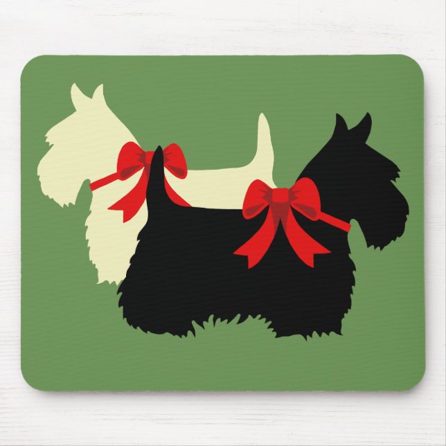 Mousepad Escocês Terrier/terrier silhueta, ilha verde (Frente)