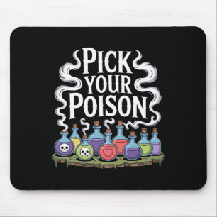 Mousepad Escolha Suas Garrafas de Poção Venenosa Halloween