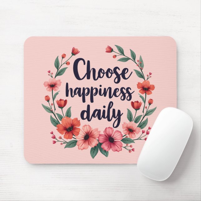 Mousepad Escolher o Caminho Floral Diário da Felicidade (Com mouse)