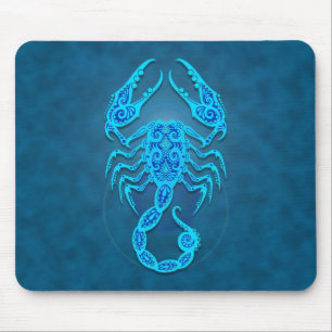Mousepad Escorpião tribal azul intrincada