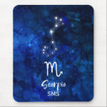 Mousepad Escorpião Zodiac Constelação Azul Galáxia Monogram<br><div class="desc">Escorpião Zodiac Constelação Azul Galáxia Monograma Design com Fonte de Script Bruto em tendências, textura de fundo celestial azul escuro, constelação de estrela brilhante e o símbolo Scorpion. Moderno Sinal Astrológico Horoscópio de Nascimento, é perfeito para qualquer Aniversário Escorpião de 23 de outubro a 21 de novembro! Com as primeiras...</div>