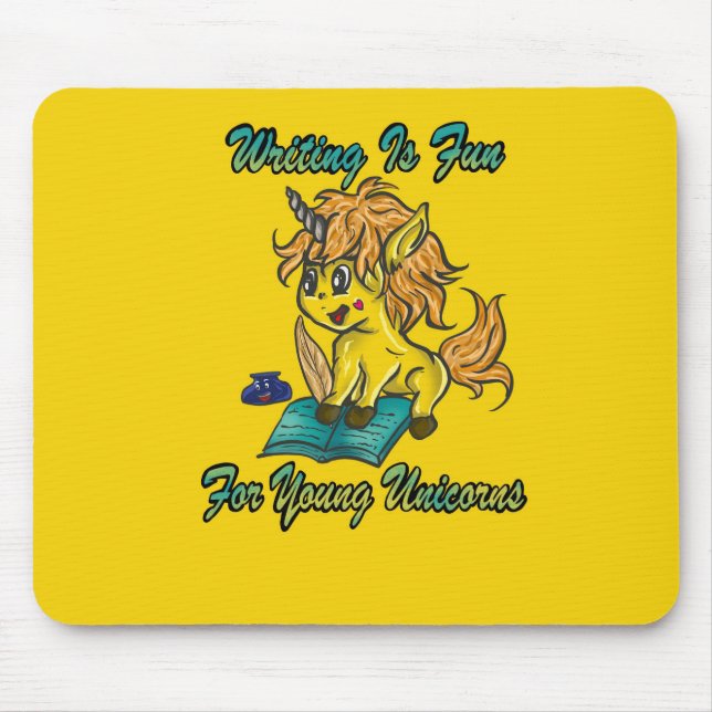 Mousepad Escrevendo É Divertido Para Jovens Unicórnios (Frente)