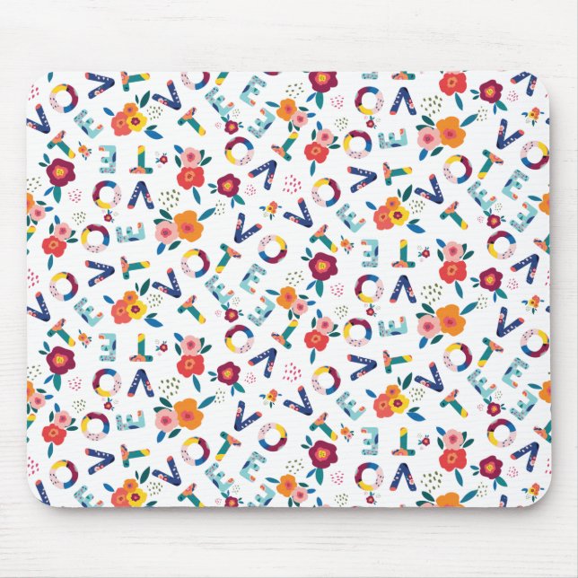 Mousepad Escritório de Padrão Floral Moderno ou Escola (Frente)