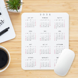 Mousepad Escritório Doméstico Elegante do Calendário Anual 