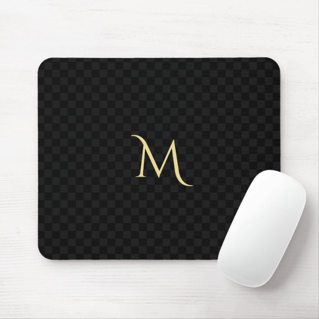 Mousepad Escritório inicial do padrão de verificação preto  (Com mouse)