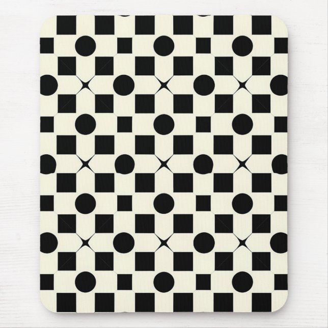 Mousepad Escritório Minimalista Moderno Geométrico Preto e  (Frente)