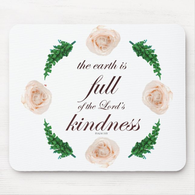 Mousepad Escritura, Salmo 33, Rosas Brancas e Ramificações  (Frente)