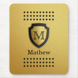 Mousepad Escudo de Ouro Preto Monograma Nome Padrão Estrela