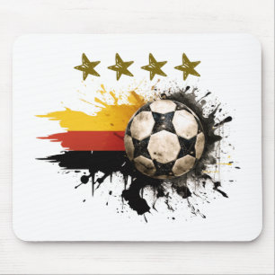 Mousepad Esfera de futebol com bandeira alemã e quatro estr