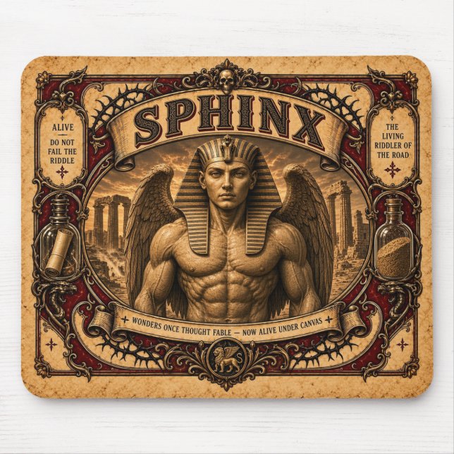 Mousepad Esfinge, Monstro de Circo Vintage (Frente)