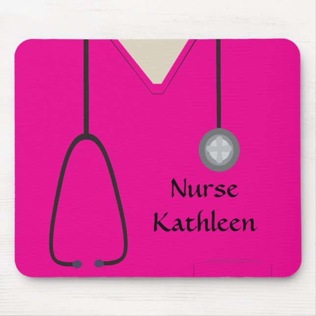 Mousepad Esfregões Médicos Uniformes Rosa Quente (Frente)