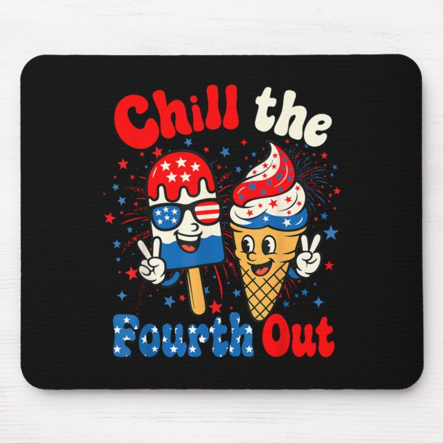 Mousepad Esfrie o Quarto Fora Sorvete Divertido 4 de Julho (Frente)