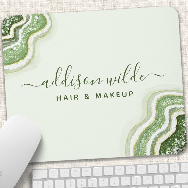 Mousepad Esmeralda Verde Brilho Ágata Geodo Luxo Chic (Criador carregado)
