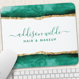 Mousepad Esmeralda Verde E Dourado Aquarela