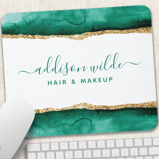 Mousepad Esmeralda Verde E Dourado Aquarela (Criador carregado)