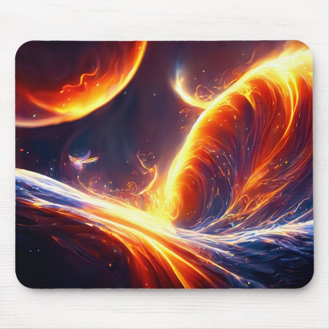 Mousepad Espaço de água de fogo (Frente)