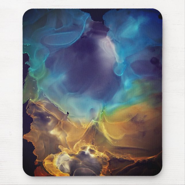 Mousepad Espaço Nebula azul Amarelo Álcool Arte (Frente)