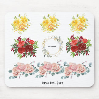 Mousepad espaço reservado personalizável floral de rosas pa
