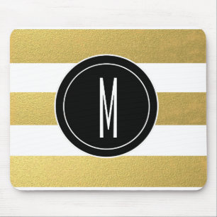MOUSEPAD ESPAÇOS DE FOLHA DE OURO MONOGRAMA NEGRA