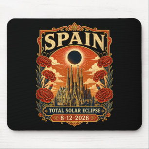 Mousepad Espanha Eclipse Total do Sol 2026 Barcelona Sagrad