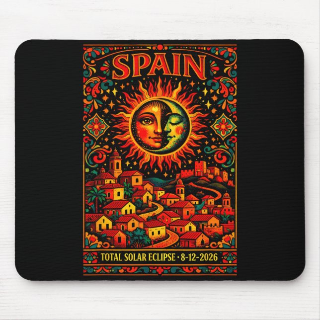 Mousepad Espanha Eclipse Total Totalidade Solar 2026 Arte F (Frente)