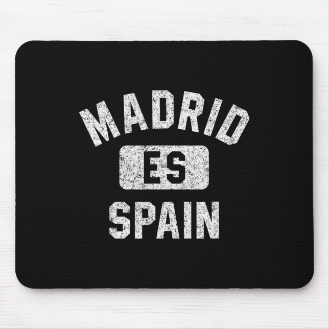 Mousepad Espanha Madrid Estilo Gym Distante Impressão Branc (Frente)